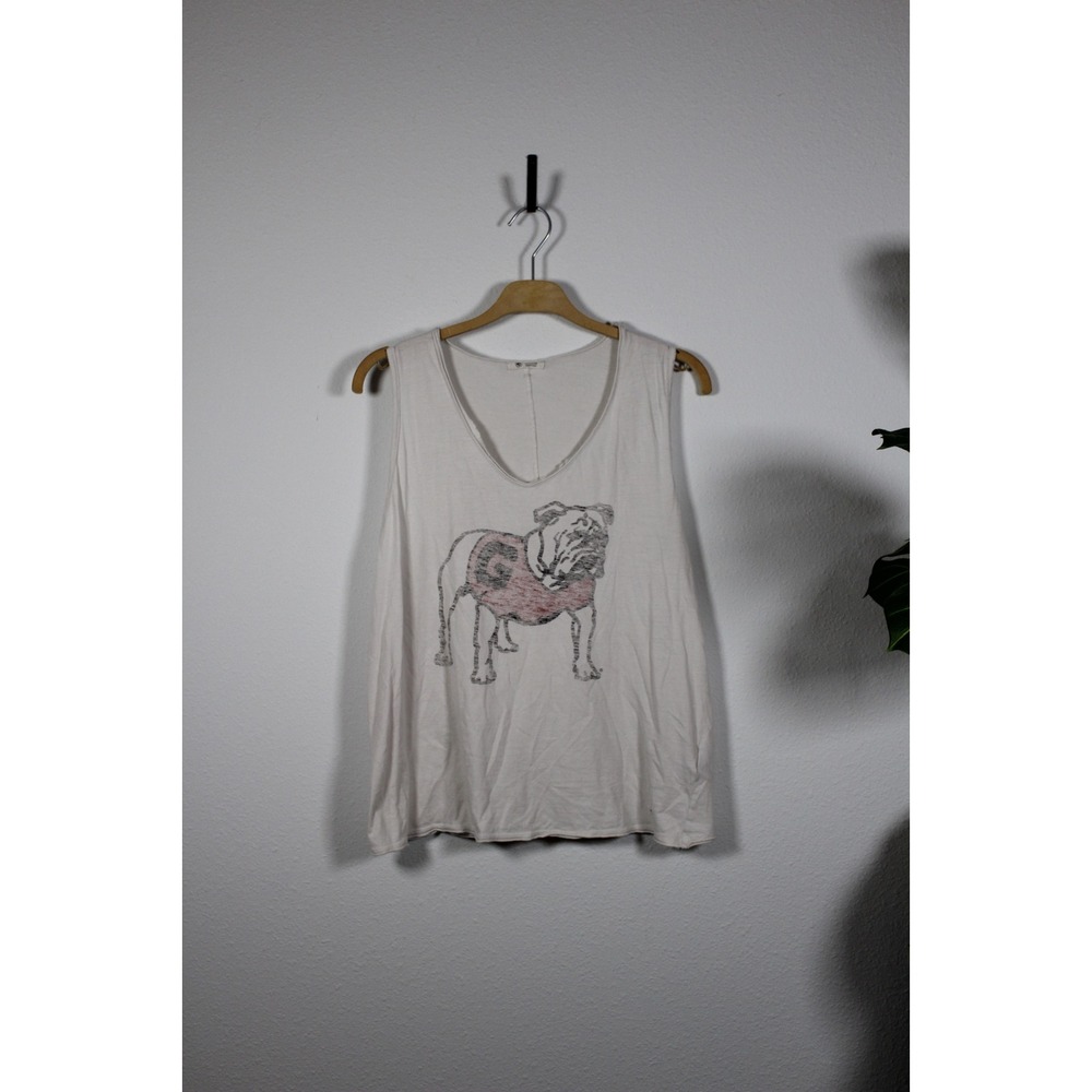 47 Brand Women's Tank Top Georgia Bulldogs UGA Graphic‎ White Size Medium